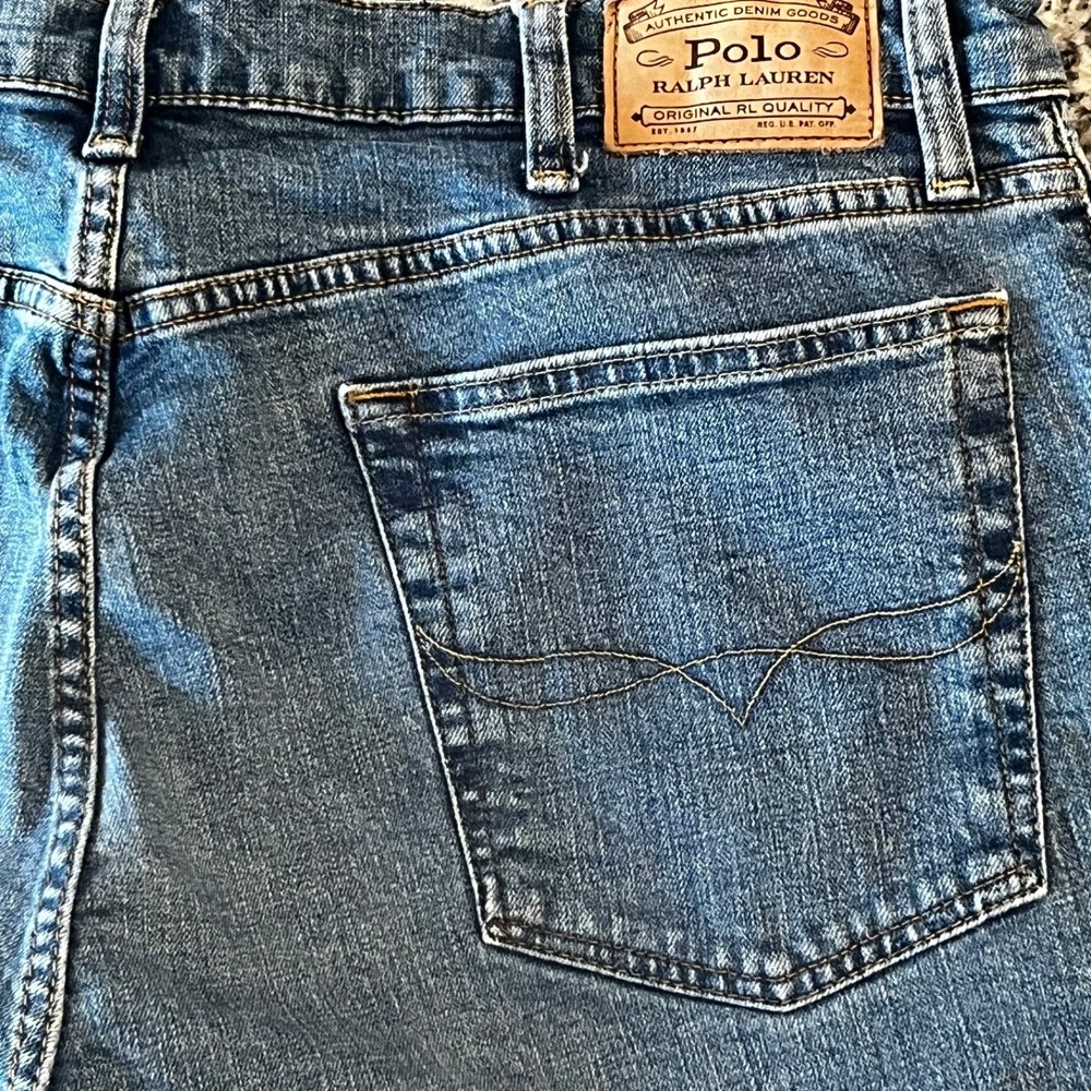 Polo Ralph Lauren Varick Jeans Mens 38x30 Blue Denim Slim Straight - Picture 5 of 12
